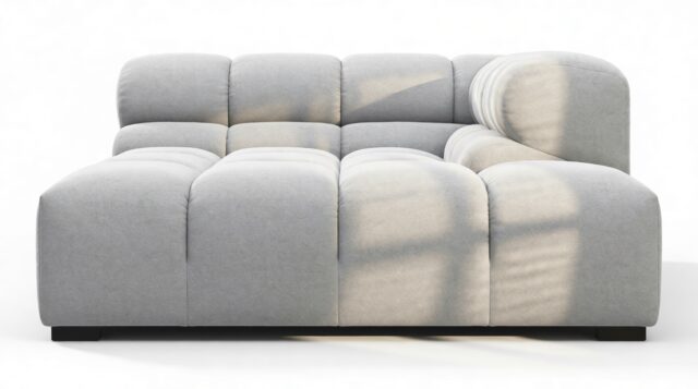 The Tufty – Light Gray Wool, Deep Corner Half (Right)