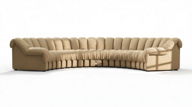 The DS 600 – Beige Vegan Leather, Large Sectional, U Shape