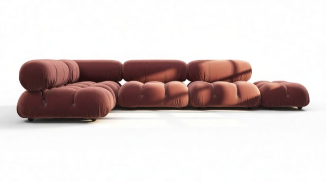 The Bellini – Maroon Velvet, Sectional (Left Corner)
