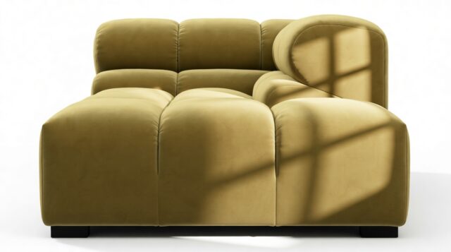 The Tufty – Olive Gold Velvet, Corner Half (Right)