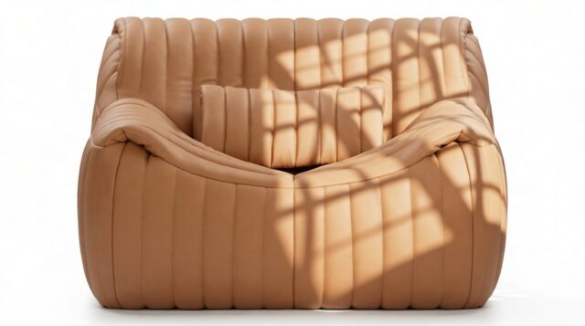 The Sandra – Tan Vegan Leather, Lounge Chair