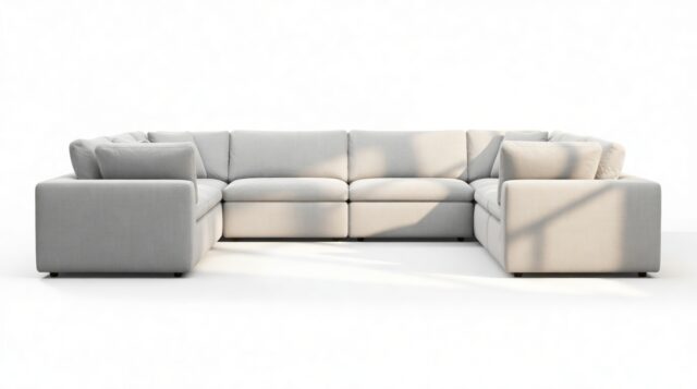 The Ciel – Dove Linen, Sectional (Eight Seater)