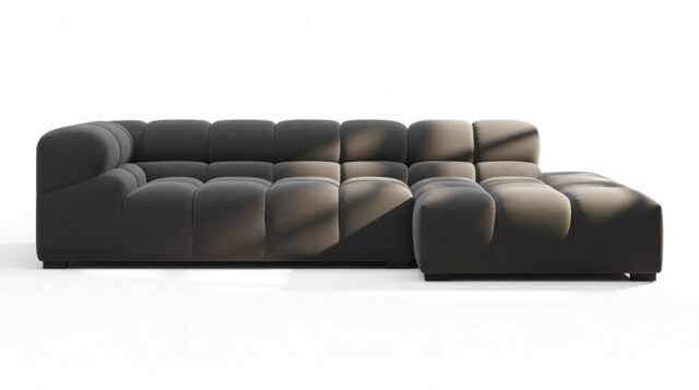 The Tufty – Ink Brushed Weave, Small L (Right) – Sectional