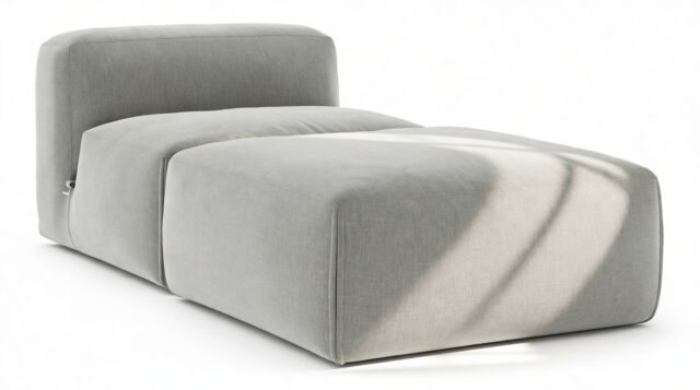 The Le Mura – Soft Gray Brushed Weave, Chaise Lounge