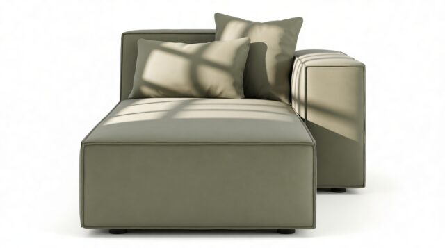 The Arlesia – Sage Vegan Suede, Right Chaise Module