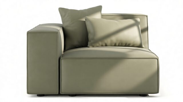 The Arlesia – Sage Vegan Suede, Left Arm Module