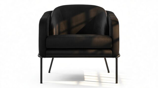 The Baruch – Black Velvet with Black Legs, Lounge Chair