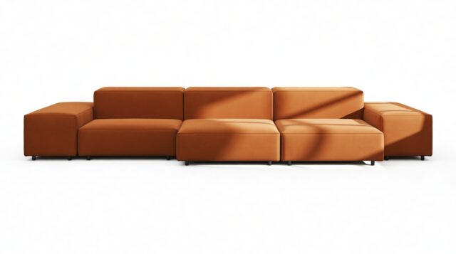 The Extrasoft – Burnt Orange Velvet, Three Seater Sofa (Left)