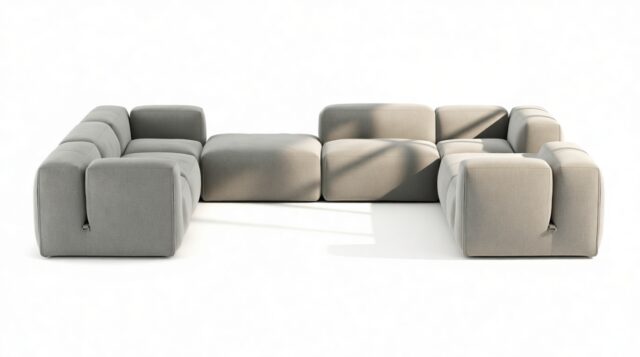 The Le Mura – Soft Gray Brushed Weave, Eight Seater (Left)