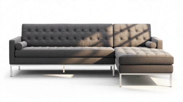 The Florence – Dark Gray Wool, Three Seater Sofa