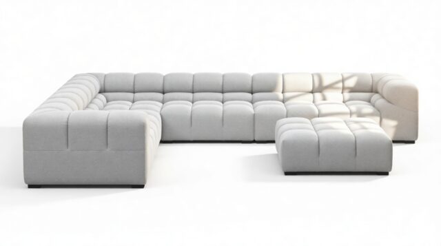 The Tufty – Light Gray Wool, Large Corner (Left) – Sectional