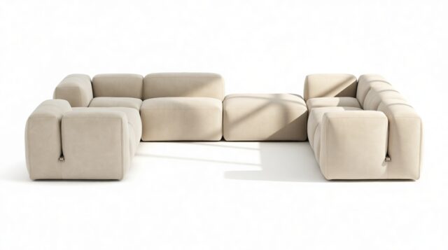 The Le Mura – Eggshell Vegan Suede, Eight Seater (Right)