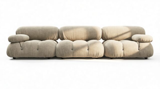 The Bellini – Beige Gray Chenille, Three Seater Sofa
