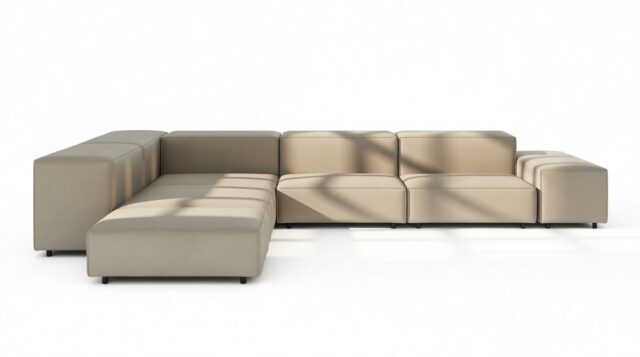 The Extrasoft – Beige Gray Vegan Leather, Corner (Left)