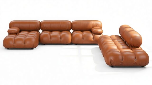 The Bellini – Tan Premium Leather, Sectional (Large Right Corner)