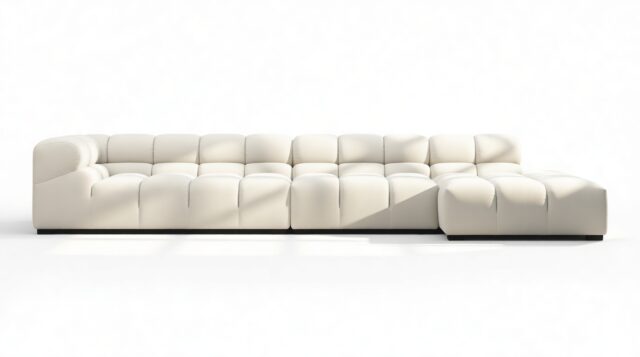 The Tufty – Oatmeal Brushed Weave, Sectional Large Chaise (Right)