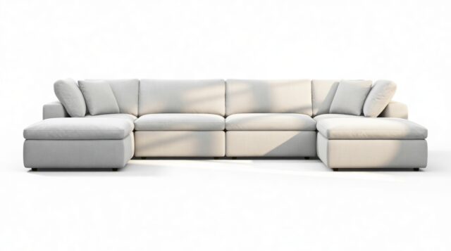 The Ciel – Dove Linen, Sectional (Double Chaise)