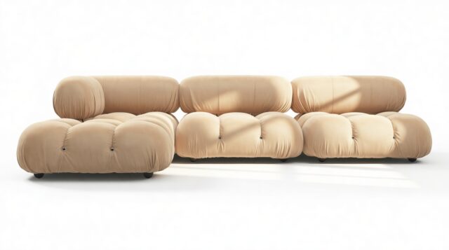 The Bellini – Ecru Velvet, Sectional (Left Chaise)