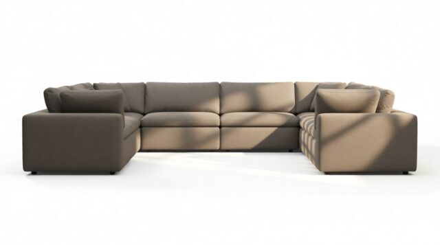 The Ciel – Coffee Brushed Weave, Sectional (Eight Seater)
