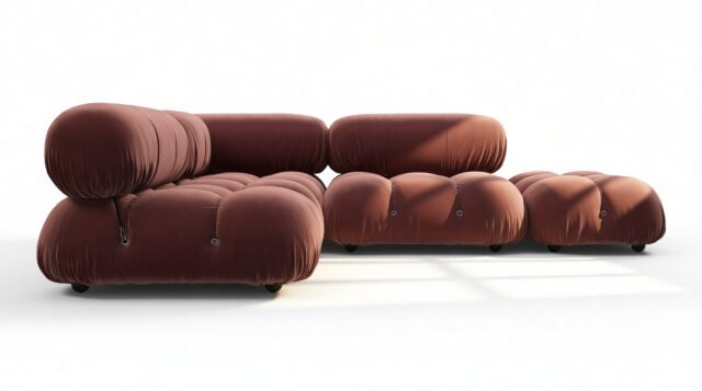 The Bellini – Maroon Velvet, Sectional (Small Left Corner)