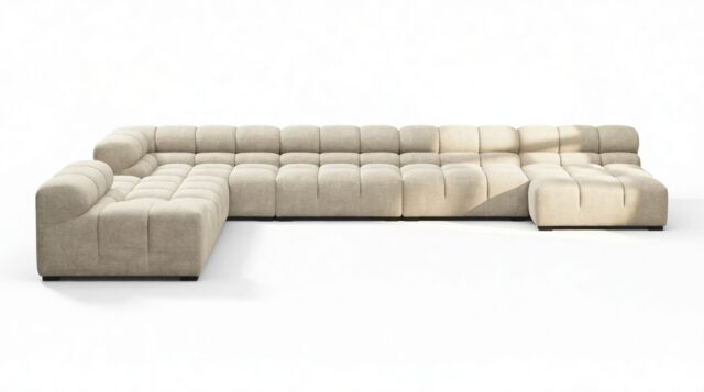 The Tufty – Beige Gray Chenille, Extra Large Corner (Left) – Sectional