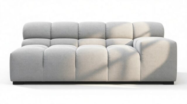 The Tufty – Light Gray Wool, Extra Large Armrest (Right)