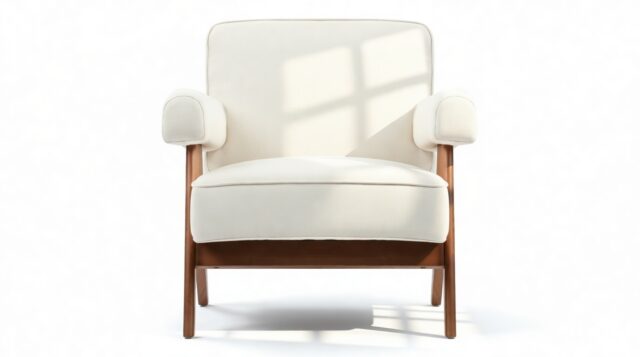 The Jeanneret Lounge Chair – Cream Linen