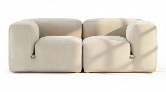 The Le Mura – Eggshell Vegan Suede, Two Seater Sofa