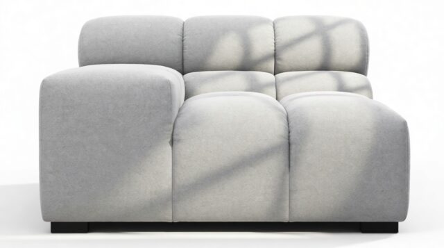 The Tufty – Light Gray Wool, Armrest (Left)