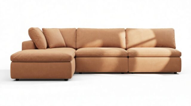 The Ciel – Tan Vegan Leather, Sectional (Left Chaise)