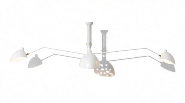 The Mouille – White, 3 Arm Ceiling Lamp