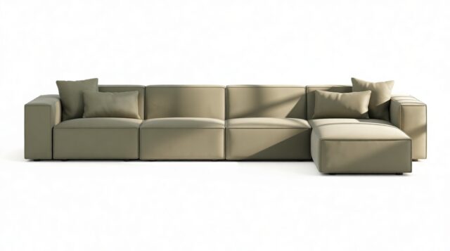 The Arlesia – Sage Vegan Suede, Large Right Chaise