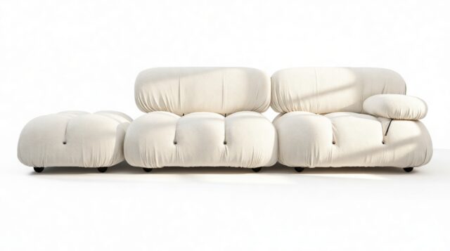 The Bellini – White Boucle, Open End Sofa (Left)