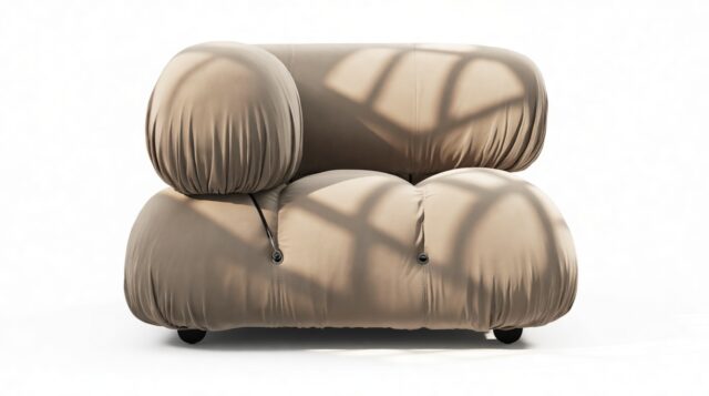 The Bellini – Greige Velvet, Left Corner