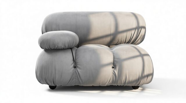 The Bellini – Light Gray Velvet, Left Arm