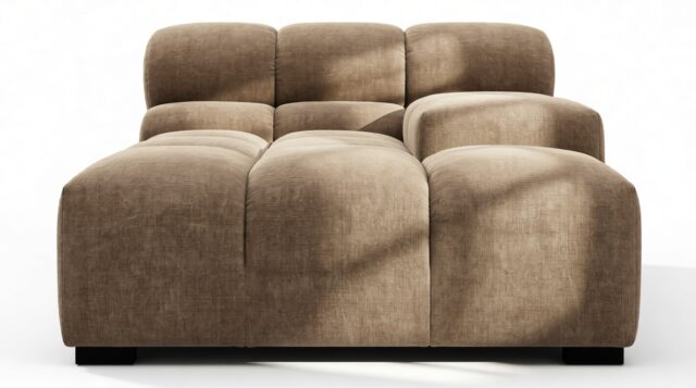 The Tufty – Cappuccino Brown Chenille, Deep Armrest (Right)
