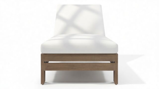 The Prestigio – Weathered Teak with White Cushions, Lounger