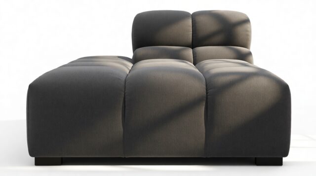 The Tufty – Ink Brushed Weave, Armless Chaise (Left)