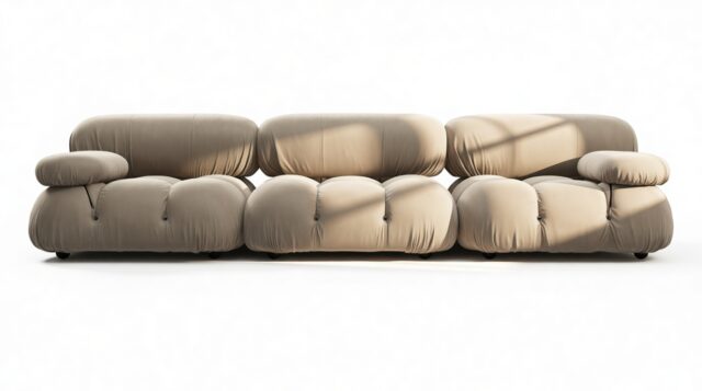 The Bellini – Greige Velvet, Three Seater Sofa