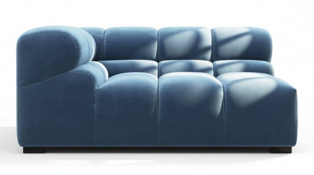 The Tufty – Aegean Blue Velvet, Large Corner (Left)