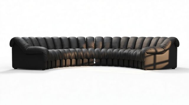 The DS 600 – Black Vegan Leather, Large Sectional, U Shape
