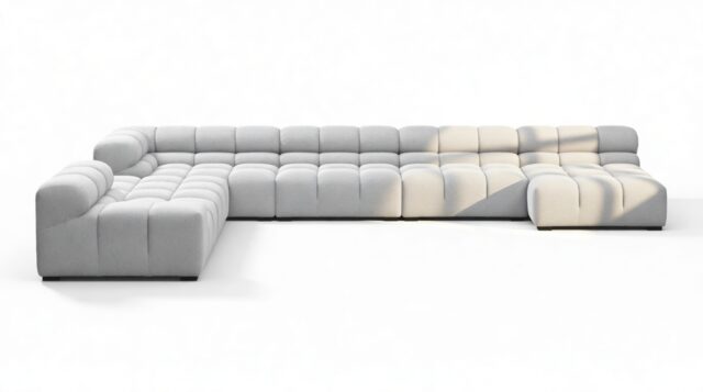 The Tufty – Light Gray Wool, Extra Large Corner (Left) – Sectional