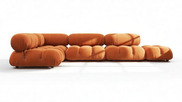 The Bellini – Apricot Velvet, Sectional (Left Corner)