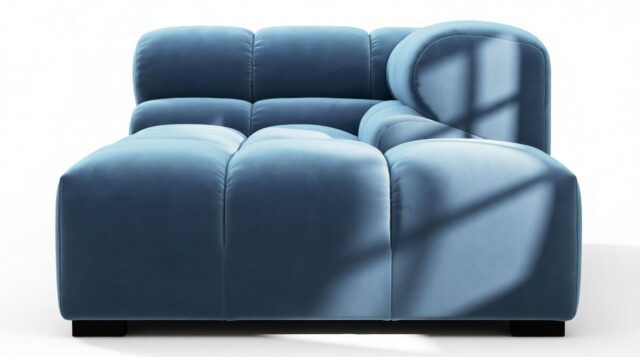 The Tufty – Aegean Blue Velvet, Corner Half (Right)