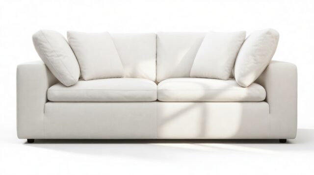The Ciel – White Linen, Two Seater Sofa