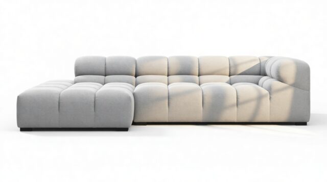 The Tufty – Light Gray Wool, Small L (Left) – Sectional