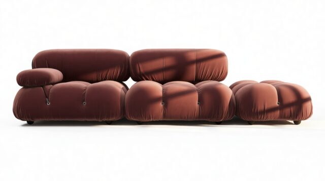 The Bellini – Maroon Velvet, Open End Sofa (Right)