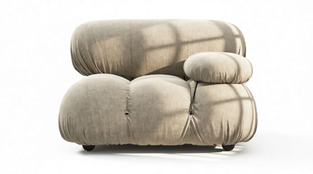 The Bellini – Beige Gray Chenille, Right Arm