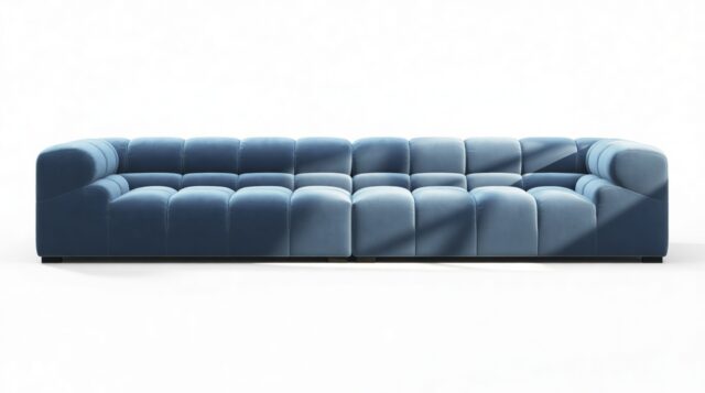 The Tufty – Aegean Blue Velvet, Extra Large Sofa – Sectional