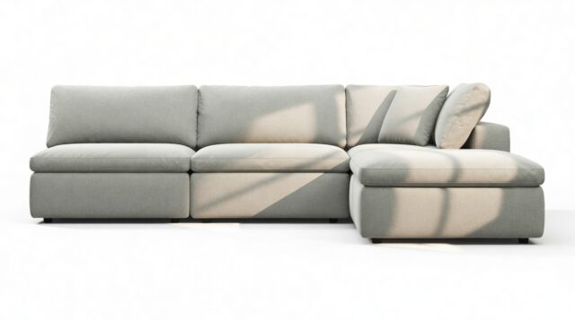 The Ciel – Soft Gray Brushed Weave, Sectional (Right Chaise)